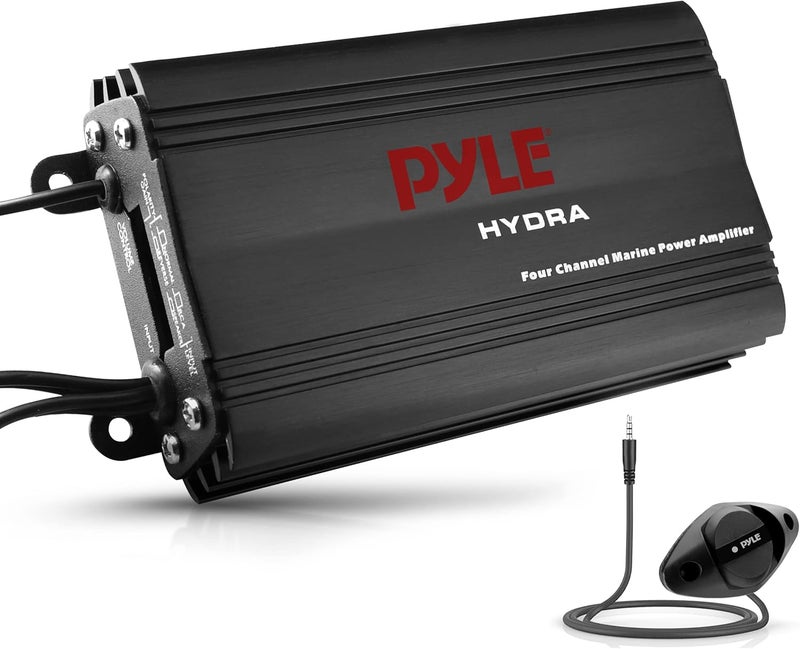 Pyle 800W 4-Channel Hydra Marine Micro Amplifier - Waterproof - GAIN Level Controls - RCA Stereo Input - 3.5mm Jack - MP3 - Volume Control - Short Protection - For Boat & Vehicle Use - PLMRMP3B - Image 1